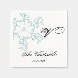 Ice Blue Heart Snowflake Bröllop Pappersservett