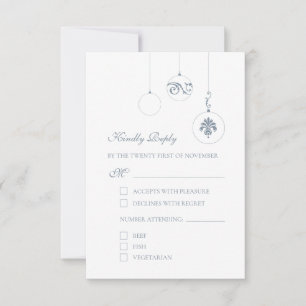 Ice Blue jul Bauble Ornaments Winter Wedding OSA Kort