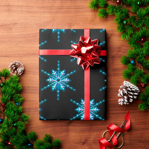 Ice Blue - Julstjärnan på svart jul Presentpapper