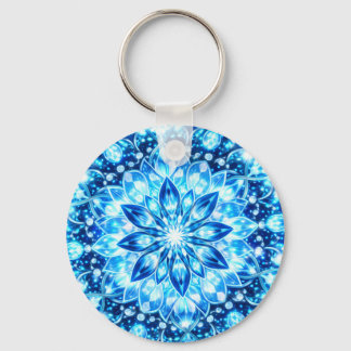 Ice Blue Kaleidoscope Mandala – Frost Glow Keychai Nyckelring