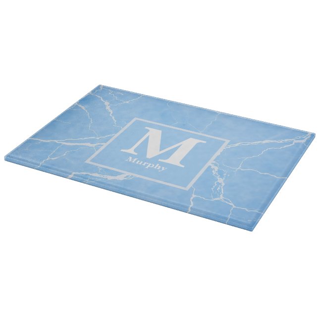 Ice Blue Marble with White Veins Monogram (Hörn)