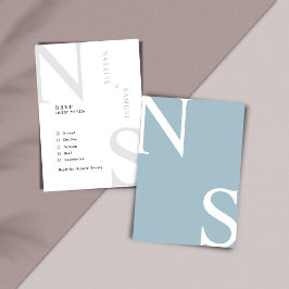 Ice Blue minimalist&Elegant fet Initialer Bröllop OSA Kort