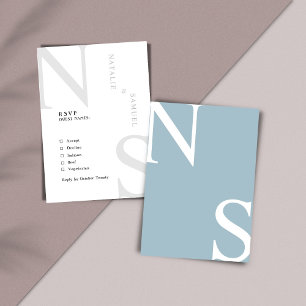 Ice Blue minimalist&Elegant fet Initialer Bröllop OSA Kort