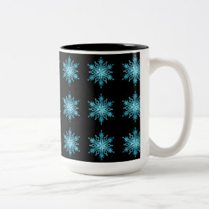 Ice Blue och Black Snowflake Mönster Coffee Mugg