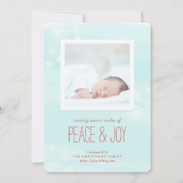 Ice Blue Peace & Joy Photo Julkort