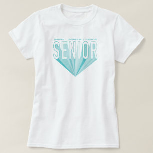 Ice Blue Pencil Sketch Senior Radior Brev T Shirt