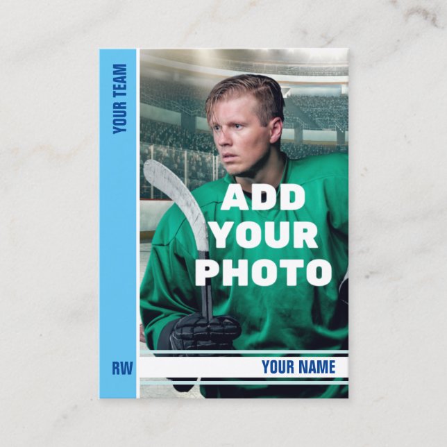 Ice Blue Rand Hockey Trading Card - Anpassningsbar (Framsida)