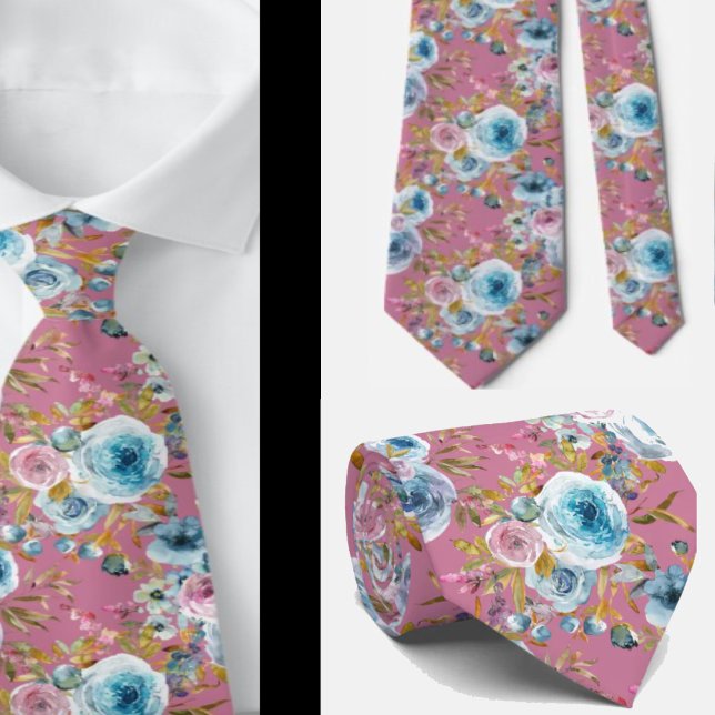 Ice Blue  Rosa Blommigt Watercolor Ro Slips (Skapare uppladdad)