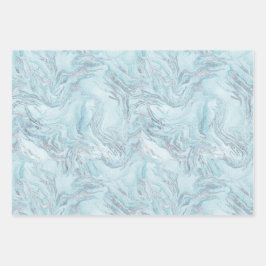 Ice Blue Silver Marble Glitz