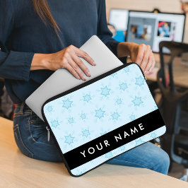 Ice Blue Snöflingor, Ditt namn, Anpassa Laptop Fodral