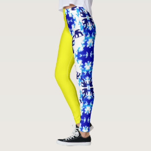 Ice Blue Snowboarder Himmel Gult Snowboarding Spo Leggings
