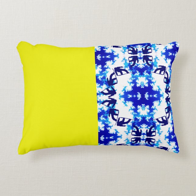 Ice Blue Snowboarder Himmel Gult  Snowboarding Spo Prydnadskudde (Framsidan)