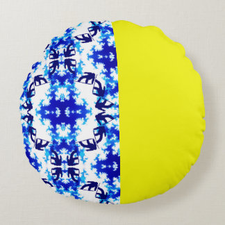 Ice Blue Snowboarder Himmel Gult Snowboarding Spo Rund Kudde