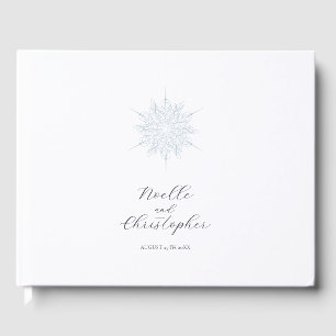 Ice Blue Snowflake Elegant Winter Wedding Gästböcker