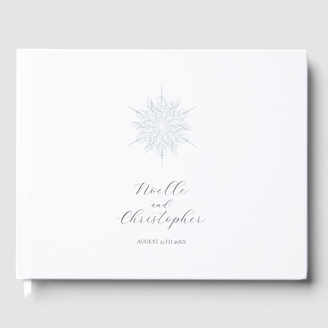 Ice Blue Snowflake Elegant Winter Wedding Gästböcker (Framsida)