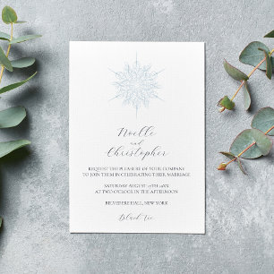 Ice Blue Snowflake Elegant Winter Wedding Inbjudningar