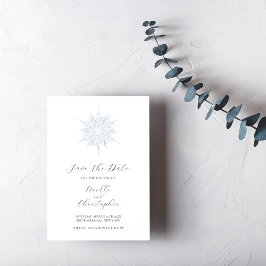 Ice Blue Snowflake Elegant Winter Wedding Spara Datumet