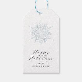 Ice Blue Snowflake Glad helg Namn Presentetikett
