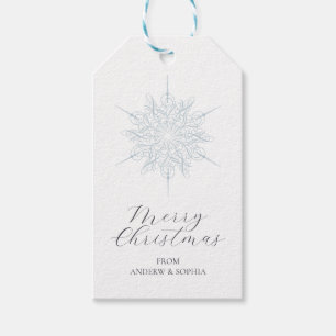 Ice Blue Snowflake God jul Namn Presentetikett