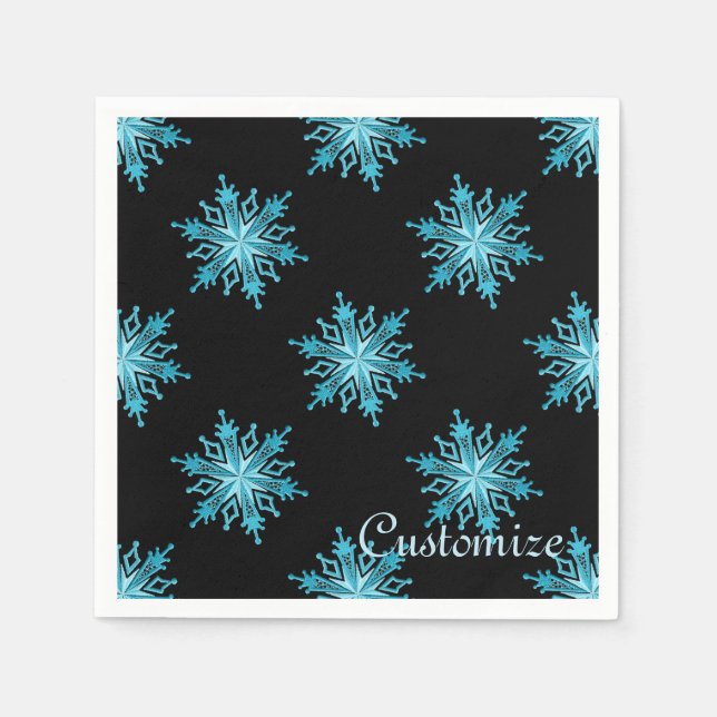 Ice Blue Snowflake Helgdag Napkins Pappersservett (Framsidan)