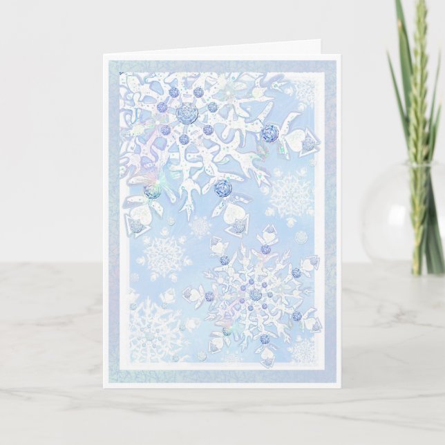 Ice Blue Snowflake Kort (Framsida)