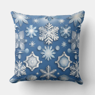Ice Blue Snowflake Motif Kudde
