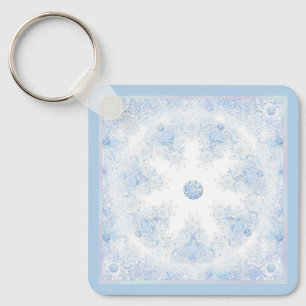 Ice Blue Snowflake Nyckelring