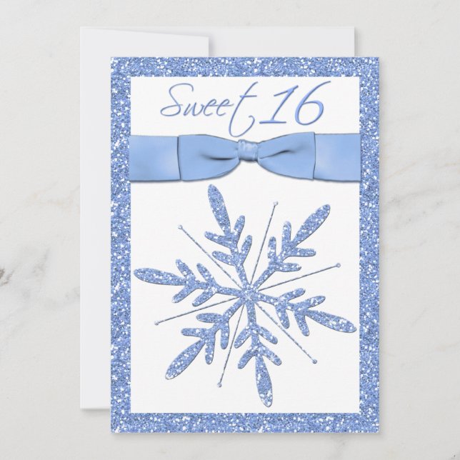 Ice Blue Snowflake Sweet 16-inbjudan Inbjudningar (Framsida)