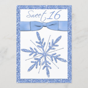 Ice Blue Snowflake Sweet 16-inbjudan Inbjudningar