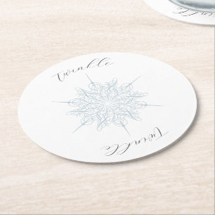 Ice Blue Snowflake Twinkle Twinkle Twinkle Underlägg Papper Rund