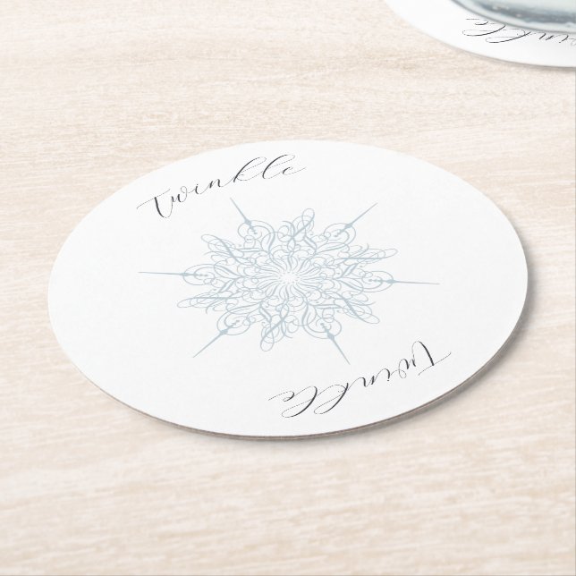 Ice Blue Snowflake Twinkle Twinkle Twinkle Underlägg Papper Rund (Vinklad)