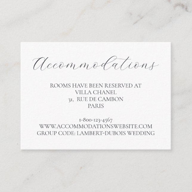 Ice Blue Snowflake Winter Wedding Accomoddons Tilläggskort (Framsida)