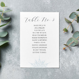 Ice Blue Snowflake Winter Wedding Seating Bordsnummer