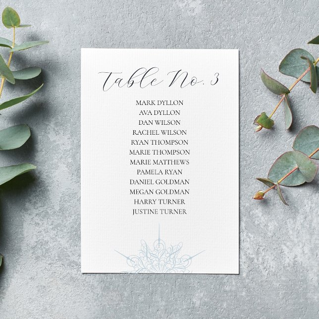 Ice Blue Snowflake Winter Wedding Seating Bordsnummer (Skapare uppladdad)