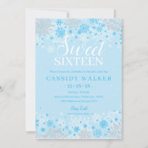 Ice Blue Snowflake Winter Wonderland Sweet sixteen