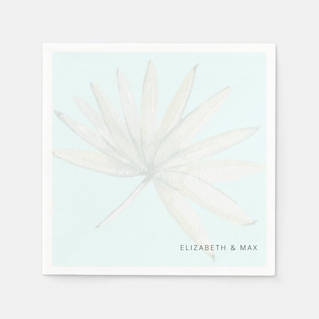 Ice Blue Tropical Couple Namn Bröllop Pappersservett (Framsidan)