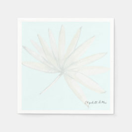 Ice Blue Tropical Couple Script Namn Bröllop Pappersservett