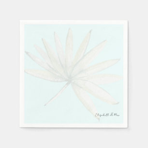 Ice Blue Tropical Couple Script Namn Bröllop Pappersservett