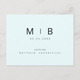 Ice Blue Tropical Monogram Bröllop spara datum Vykort