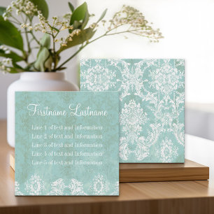 Ice Blue Vintage Damask Pattern 5 linjer kontakt Fyrkantigt Visitkort