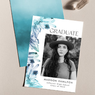 Ice Blue Watercolor Crystals Photo Studenten Meddelande
