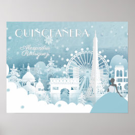 Ice Blue Winter i Paris Quinceañera Poster