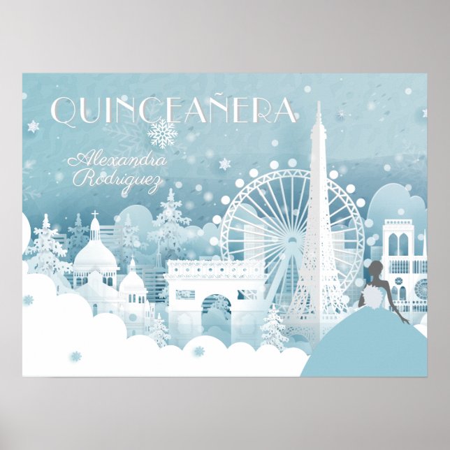 Ice Blue Winter i Paris Quinceañera Poster (Framsidan)