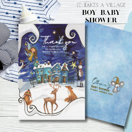 Ice Blue Winter Village Thank You Card | Fairy Tack Kort