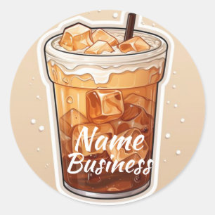 Ice Coffee Shop Cafe Business Runt Klistermärke