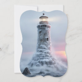 Ice covered lighthouse julkort
