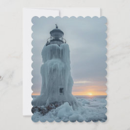 Ice covered lighthouse julkort
