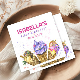 Ice Cream 1:a födelsedagen Party Pappersservett