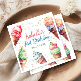 Ice Cream 1:a födelsedagen Party Pappersservett