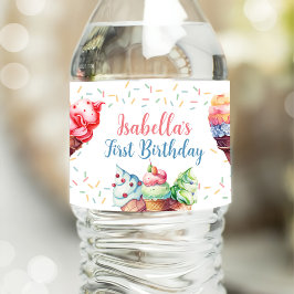 Ice Cream 1:a födelsedagen Party Vattenflaskor Etikett